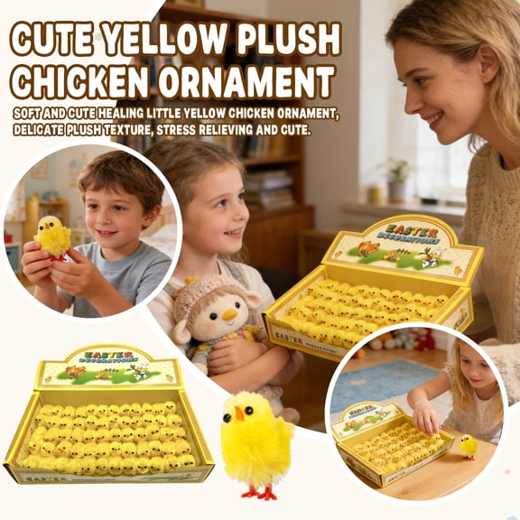 Easter Chicks Decorations, Easter Pompom Chickens | Cute Little Chicks for Easter Basket Stuffers, Party Favors, Spring Holiday Ornaments, Classroom Rewards, 60pcs Bulk Set