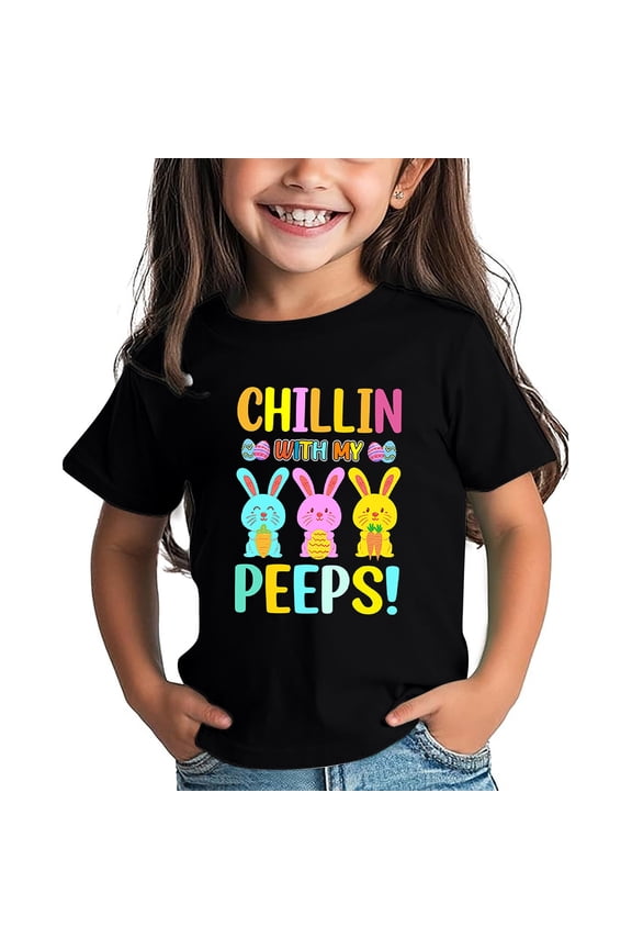 Easter Children's Clothing Classic Comfy White Rabbit Face Print Easter Story Tshirt 2026 Happy Easter Tees Cotton Short Sleeve Tops