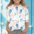 thumbnail image 1 of Easter Children's Seve Quarter Sleeve Printed T Shirt Top Comfortable Casual Shirt Toddler Girl Easter Outfit Size 6-7 Years, 1 of 4