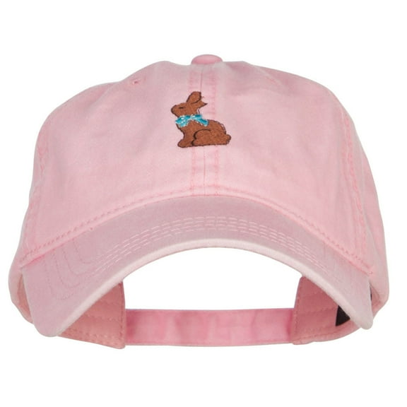Easter Chocolate Bunny Embroidered Washed Cap - Pink OSFM