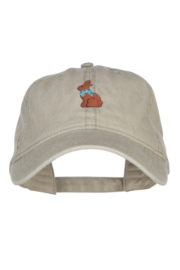 Easter Chocolate Bunny Embroidered Washed Cap - Stone OSFM
