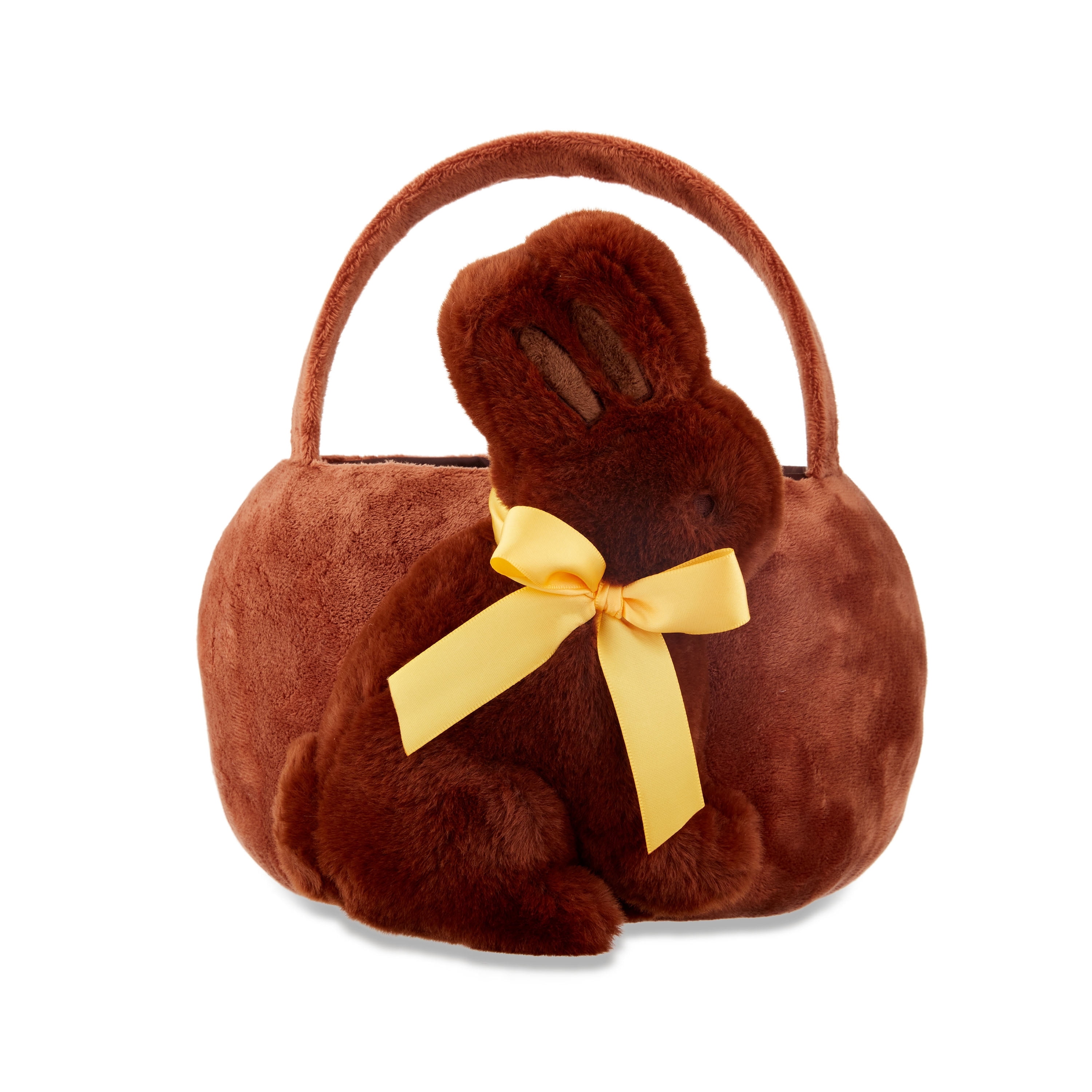Easter Chocolate Scented Brown Plush Bunny Basket, 10 in x 11 in
