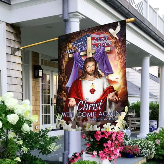 Easter Christ Flag Christ Has Died Christ Is Risen LHA2076F - House Flag (29.5" x 39.5")
