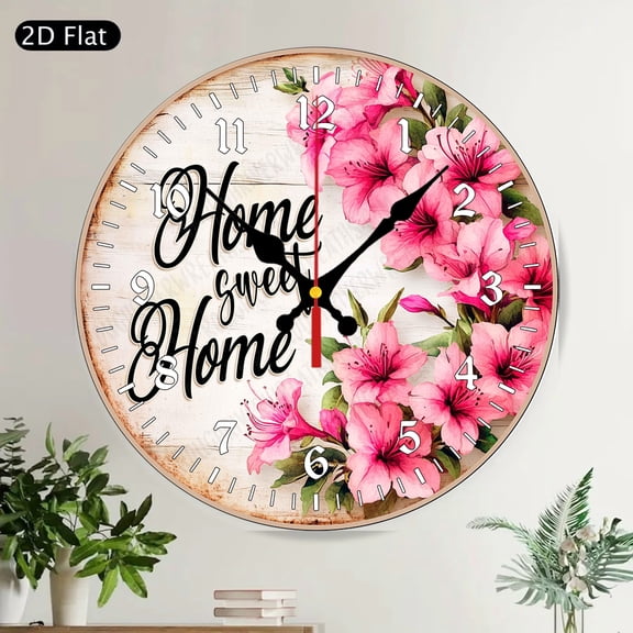 Easter Christian Floral Cross Silent Round Wall Clock Spring Home Decor