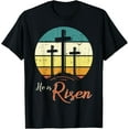 thumbnail image 1 of Easter Christian He Is Risen Retro Jesus Cross Women Men Kid T-Shirt TShirt, 1 of 4