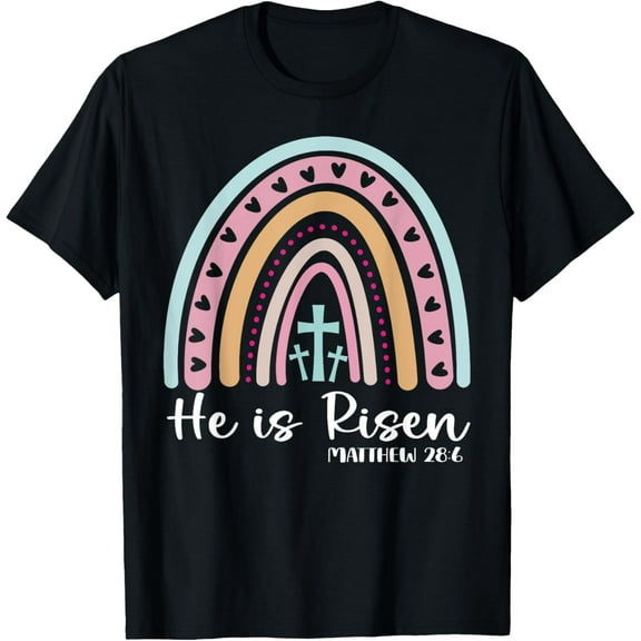 Easter Christian He is reinbow Risen Men Women Kids T-Shirt