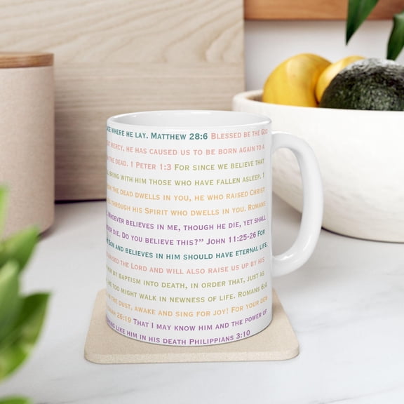 Easter Christian Mug Resurrection Bible Verses, He Is Risen Scripture Coffee Mug, Easter Faith Gift, Religious Easter Mug