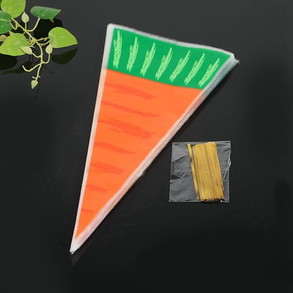 Easter Christmas Carrot Patterned Cone Shaped Treat Bags Triangle Goody Bags