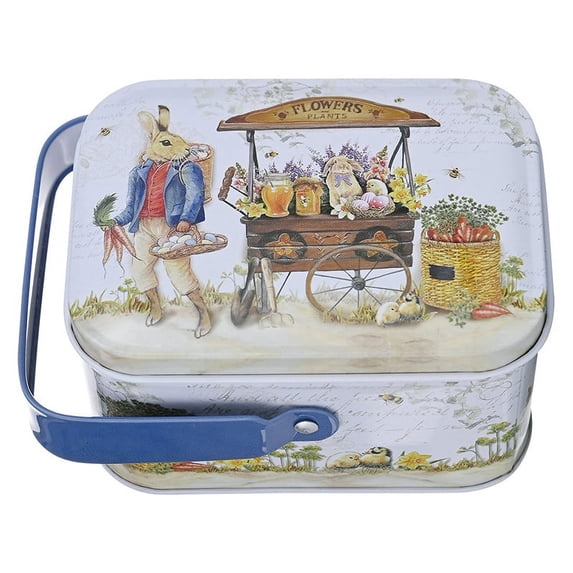Easter Christmas Empty Candy Cookie Gift Storage Container Holiday Decorative Box Food Biscuit with Lid Tinplate Storage Box Metal Canister Home Kitchen Box for Candy Gift,Sugar Container