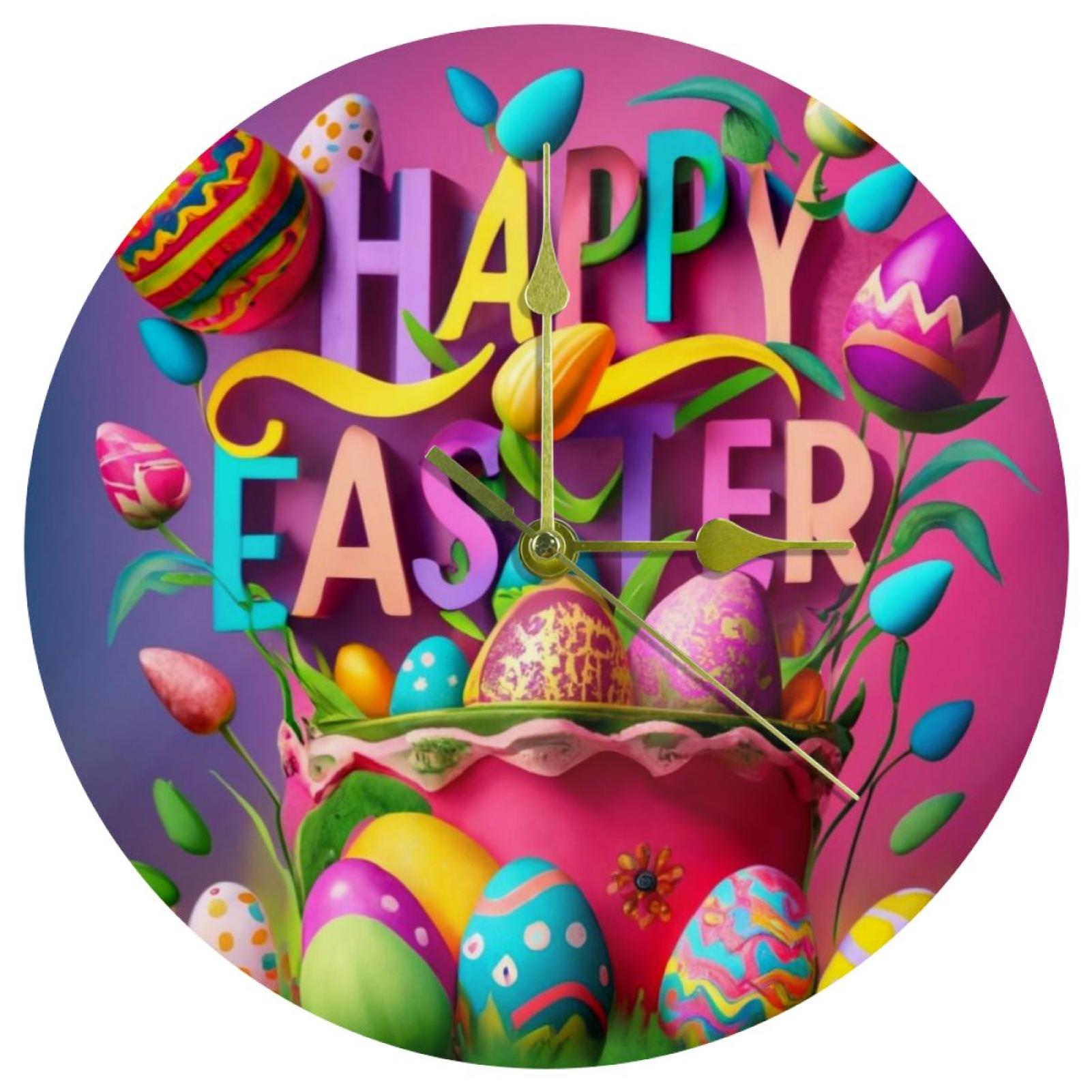 Easter Circular Acrylic Wall Clock - Sleek & Modern Timepiece for ...