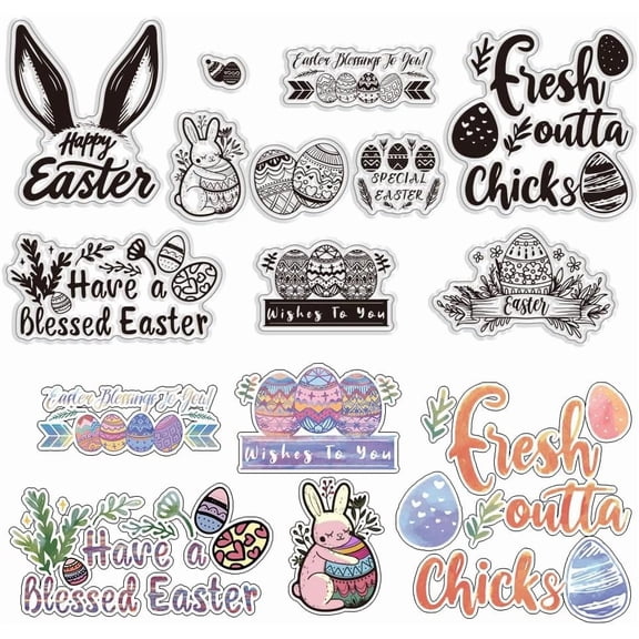 Easter Clear Stamps Transparent PVC Plastic Rabbit & Egg Craft Stamps
