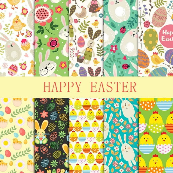 Easter Clearance 2024! CWCWFHZH 10Pcs Diy Crafts Supplies Easter Spring Bunny Printed Fabric Squares 10Inch