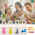 thumbnail image 1 of Easter Clearance 2024! CWCWFHZH Easter Basket Holiday Rabbit Bunny Printed Canvas Gift Carry Eggs Candy Bag, 1 of 2