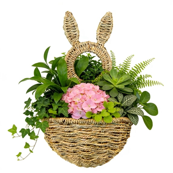 Easter Clearance! Easter Bunny Basket Hanging Wall Pocket Spring Decor, 15"x9" Hand Woven Wicker Easter Basket for Holiday Treats Indoor Outdoor Decorations, Easter Gifts for Women, Under 20 Dollars!