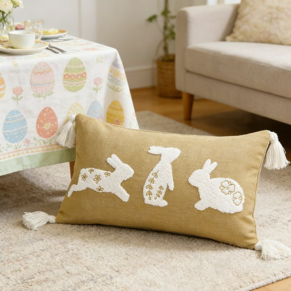 Easter Clearance! YZEGDCH Easter Bunny Throw Pillow Covers 18x18 Inch Spring & Easter Throw Pillow Case for Sofa Couch Bedroom Easter Gifts
