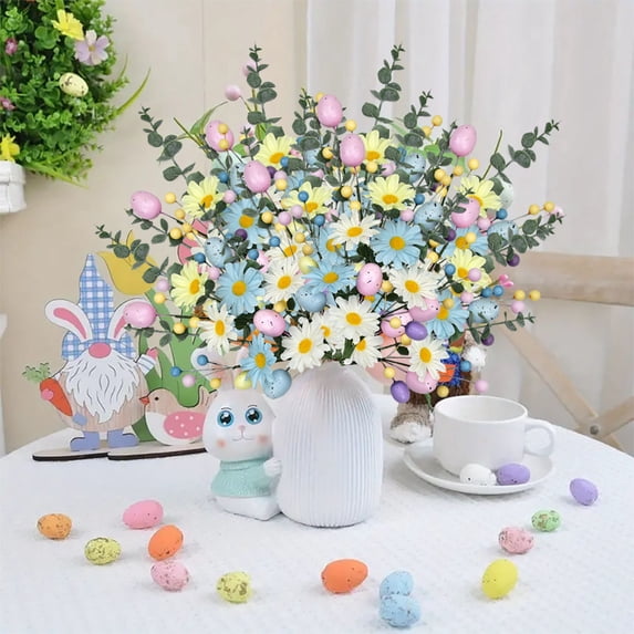 Easter Clearance! YZEGDCH Easter Decorations Artificial Eggs Flowers Artificial Table Decor Home Table Centerpiece Vase Arrangement Easter Gift