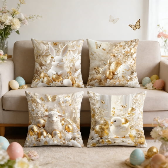 Easter Clearance! YZEGDCH Easter Throw Pillow Covers 18x18 Inch Spring Holiday Decor Throw Cushion Case for Sofa Couch Bedroom Easter Gifts