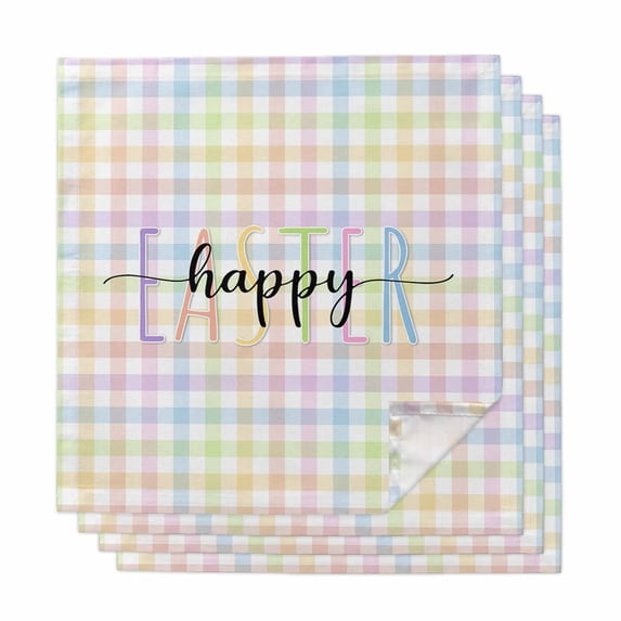 Easter Cloth Napkins, Colorful Checkered Plaid Spring Gingham Textured Washable and Reusable Dinner Napkins Set of 4, Table Napkin for Kitchen Party Birthday Wedding Hotel Housewarming 20"x20"