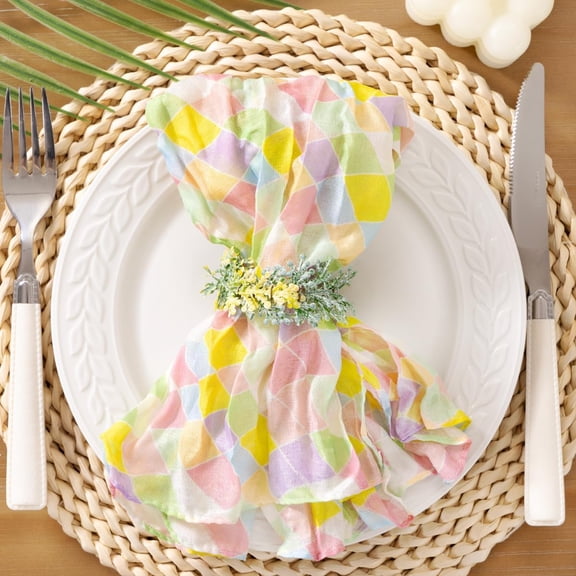 Easter Cloth Napkins Diamond Cheesecloth Washable Dinner Napkins Rustic Linen Table Napkins for Wedding Party Decor