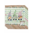 thumbnail image 1 of Easter Cloth Napkins Set of 4 Reusable Dinner Napkins, Spring Pastoral Gnomes Bunny Eggs Green Lattice Cocktail Napkin Washable Table Napkins for Wedding/Holiday Party/Baby Shower 20"x20", 1 of 7