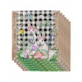 thumbnail image 1 of Easter Cloth Napkins Set of 6 Reusable Dinner Napkins, Spring Rabbit Flowers Colorful Eggs Black Lattice Cocktail Napkin Washable Table Napkins for Wedding/Holiday Party/Baby Shower 20"x20", 1 of 7