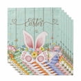 thumbnail image 1 of Easter Cloth Napkins, Spring Rabbit Ear Eggs Floral Green Wooden Grain Washable and Reusable Dinner Napkins Set of 6, Table Napkin for Kitchen Party Birthday Wedding Hotel Housewarming 20"x20", 1 of 9