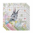 thumbnail image 1 of Easter Cloth Napkins, Spring Rabbit Eggs Flowers Leaves Grey Plaid Washable and Reusable Dinner Napkins Set of 4, Table Napkin for Kitchen Party Birthday Wedding Hotel Housewarming 20"x20", 1 of 9