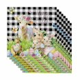 thumbnail image 1 of Easter Cloth Napkins, Spring Rabbit Sheep Duck Eggs Plants Black Plaid Washable and Reusable Dinner Napkins Set of 8, Table Napkin for Kitchen Party Birthday Wedding Hotel Housewarming 20"x20", 1 of 9