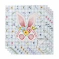 thumbnail image 1 of Easter Cloth Napkins, Spring Rabbits Ears Feet Floral Blue Lattice Washable and Reusable Dinner Napkins Set of 4, Table Napkin for Kitchen Party Birthday Wedding Hotel Housewarming 20"x20", 1 of 9
