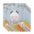 thumbnail image 1 of Easter Cloth Napkins, Spring Watercolor Bunny Eggs Flower Wood Grain Blue Washable and Reusable Dinner Napkins Set of 6, Table Napkin for Kitchen Party Birthday Wedding Hotel Housewarming 20"x20", 1 of 9