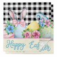 thumbnail image 1 of Easter Cloth Napkins, Spring Watercolor Bunny Eggs Flowers Black Plaid Washable and Reusable Dinner Napkins Set of 2, Table Napkin for Kitchen Party Birthday Wedding Hotel Housewarming 20"x20", 1 of 9