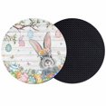 thumbnail image 1 of Easter Coasters Set of 2, Absorbent Coasters for Drinks, Spring Bunny Eggs Tree Butterfly Grey Wooden Coaster for Desk Coffee Table Protection, Home Decor House Warming Gifts 4", 1 of 8