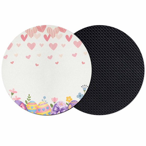 Easter Coasters Set of 2, Absorbent Coasters for Drinks, Spring Colorful Eggs Love Heart Botanical Flowers Coaster for Desk Coffee Table Protection, Home Decor House Warming Gifts 4"