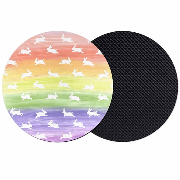 Easter Coasters Set of 2, Absorbent Coasters for Drinks, Spring Rabbit Silhouette Colorful Rainbow Graffiti Coaster for Desk Coffee Table Protection, Home Decor House Warming Gifts 4"