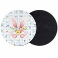 thumbnail image 1 of Easter Coasters Set of 2, Absorbent Coasters for Drinks, Spring Rabbits Ears Feet Floral Blue Lattice Coaster for Desk Coffee Table Protection, Home Decor House Warming Gifts 4", 1 of 8