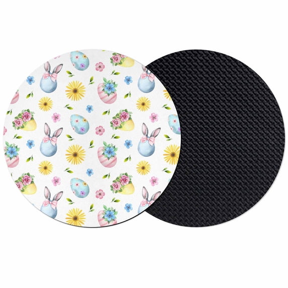 Easter Coasters Set of 2, Absorbent Coasters for Drinks, Spring Watercolor Bunny Eggs Daisy Flowers Coaster for Desk Coffee Table Protection, Home Decor House Warming Gifts 4"
