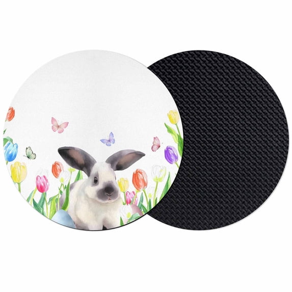 Easter Coasters Set of 2, Absorbent Coasters for Drinks, Spring Watercolor Flowers Bunny Butterfly Eggs Coaster for Desk Coffee Table Protection, Home Decor House Warming Gifts 4"