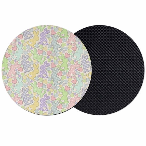 Easter Coasters Set of 2, Absorbent Coasters for Drinks, Watercolor Rabbits Love Polka Dots Spring Beige Coaster for Desk Coffee Table Protection, Home Decor House Warming Gifts 4"