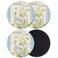 thumbnail image 1 of Easter Coasters Set of 4, Absorbent Coasters for Drinks, Gnomes Colorful Eggs Butterfly Flowers Blue Check Coaster for Desk Coffee Table Protection, Home Decor House Warming Gifts 4", 1 of 8