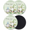 thumbnail image 1 of Easter Coasters Set of 4, Absorbent Coasters for Drinks, Spring Gnomes Flowers Rabbit Butterfly Green Plaid Coaster for Desk Coffee Table Protection, Home Decor House Warming Gifts 4", 1 of 8