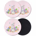 thumbnail image 1 of Easter Coasters Set of 4, Absorbent Coasters for Drinks, Spring Watercolor Bunny Eggs Butterflies Pink Plaid Coaster for Desk Coffee Table Protection, Home Decor House Warming Gifts 4", 1 of 8