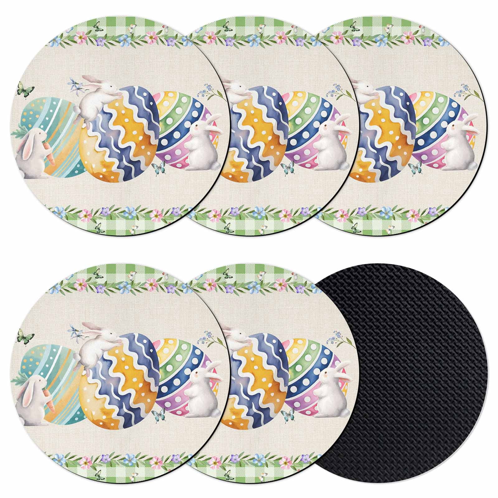 Easter Coasters Set of 6, Absorbent Coasters for Drinks, Colorful Eggs ...