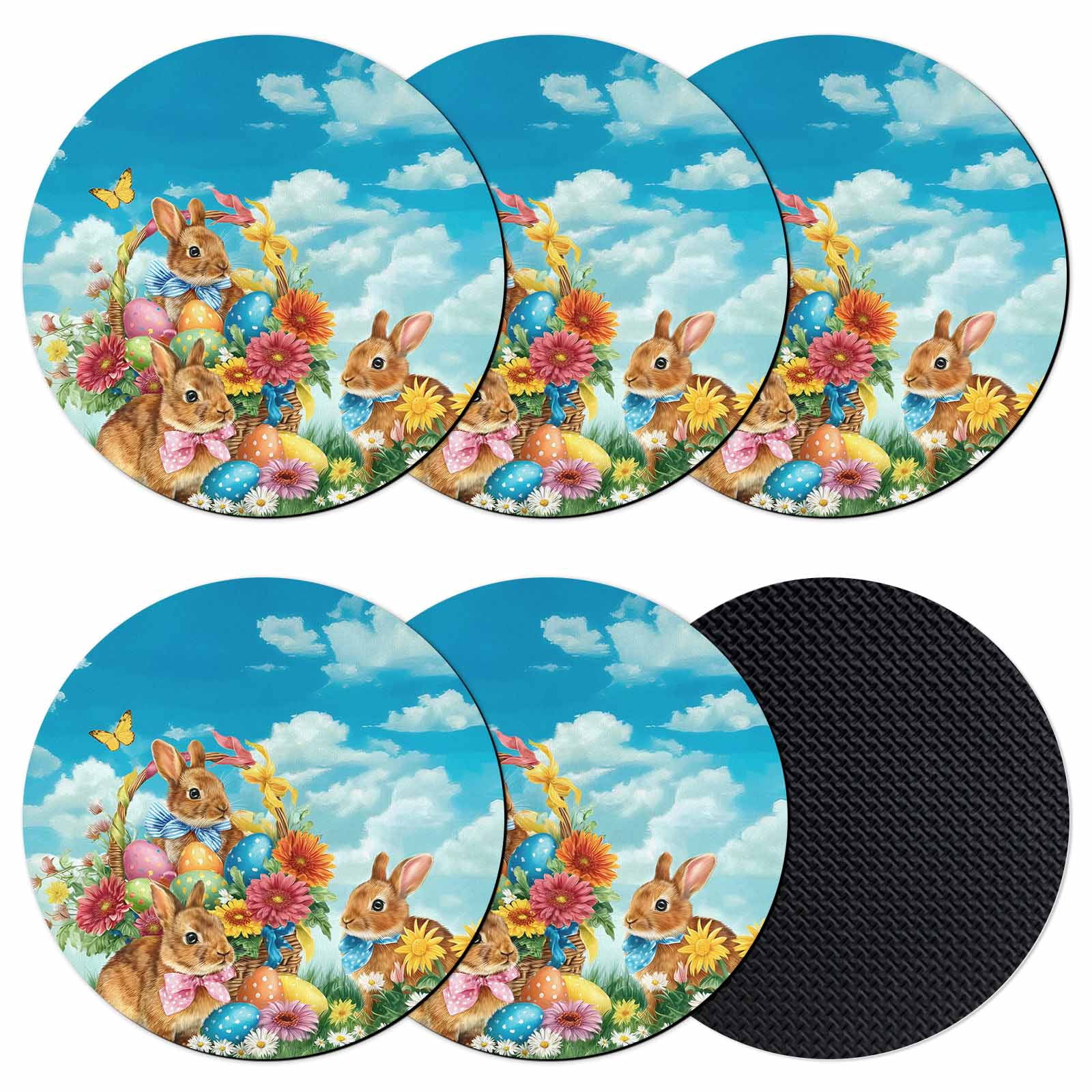Easter Coasters Set of 6, Absorbent Coasters for Drinks, Country Spring ...