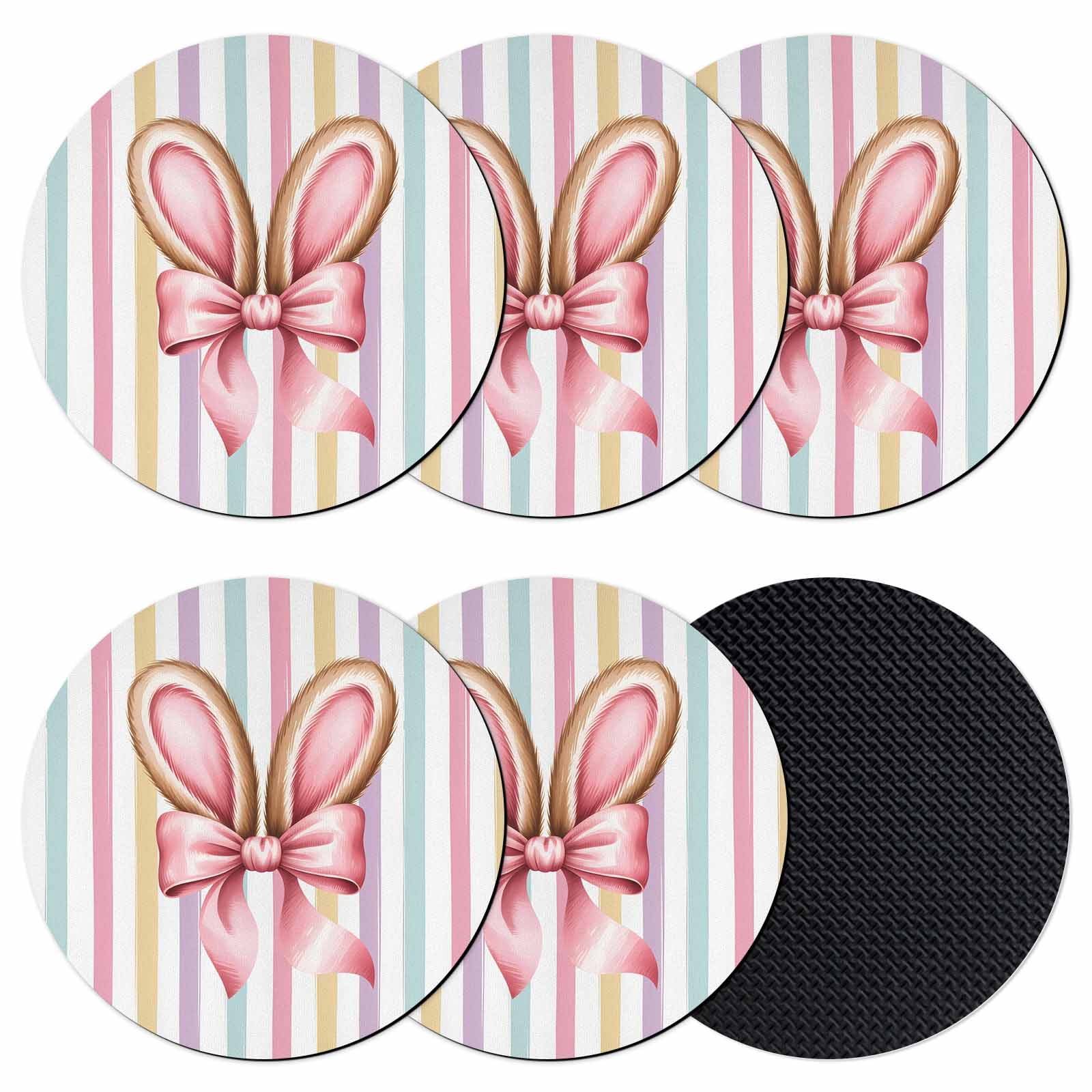 Pink Coaster Set Easter Coasters Set of 6, Absorbent Coasters for Drinks, Spring Cute ...