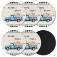 thumbnail image 1 of Easter Coasters Set of 6, Absorbent Coasters for Drinks, Spring Farmhouse Truck Rabbit Eggs Floral Plaid Coaster for Desk Coffee Table Protection, Home Decor House Warming Gifts 4", 1 of 8
