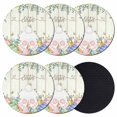 thumbnail image 1 of Easter Coasters Set of 6, Absorbent Coasters for Drinks, Spring Rabbit Ears Foot Colorful Eggs Leaf Floral Coaster for Desk Coffee Table Protection, Home Decor House Warming Gifts 4", 1 of 8