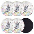 thumbnail image 1 of Easter Coasters Set of 6, Absorbent Coasters for Drinks, Spring Rabbit Eggs Flowers Leaves Grey Plaid Coaster for Desk Coffee Table Protection, Home Decor House Warming Gifts 4", 1 of 8