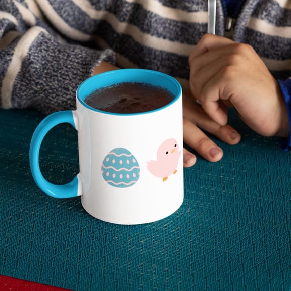 Easter Coffee Mug Chick and Egg Design, Pastel Kitchen DE1cor 15oz