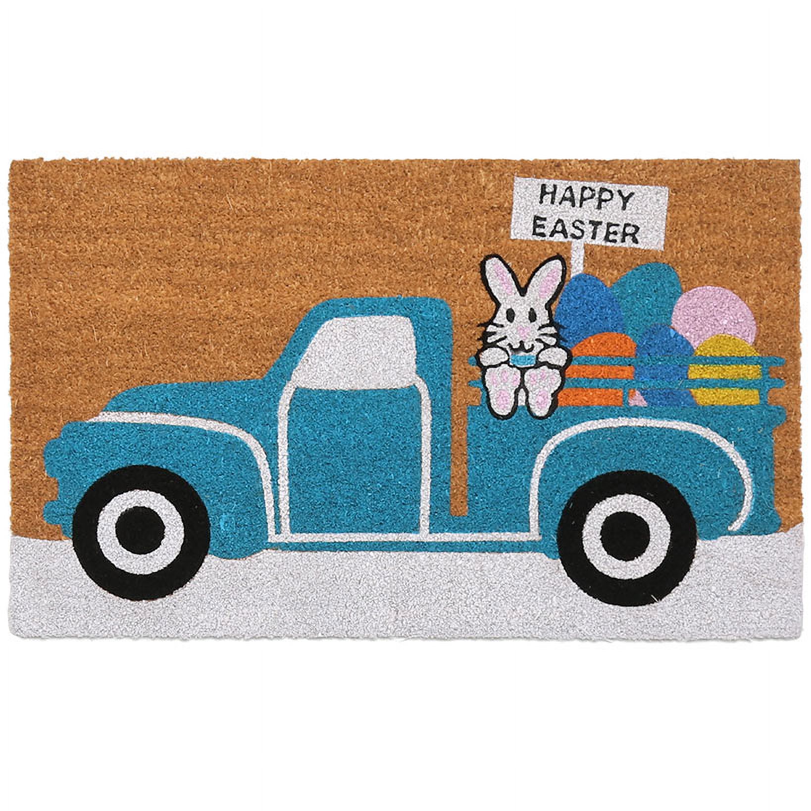 Easter Coir Doormats Spring Truck Bunny