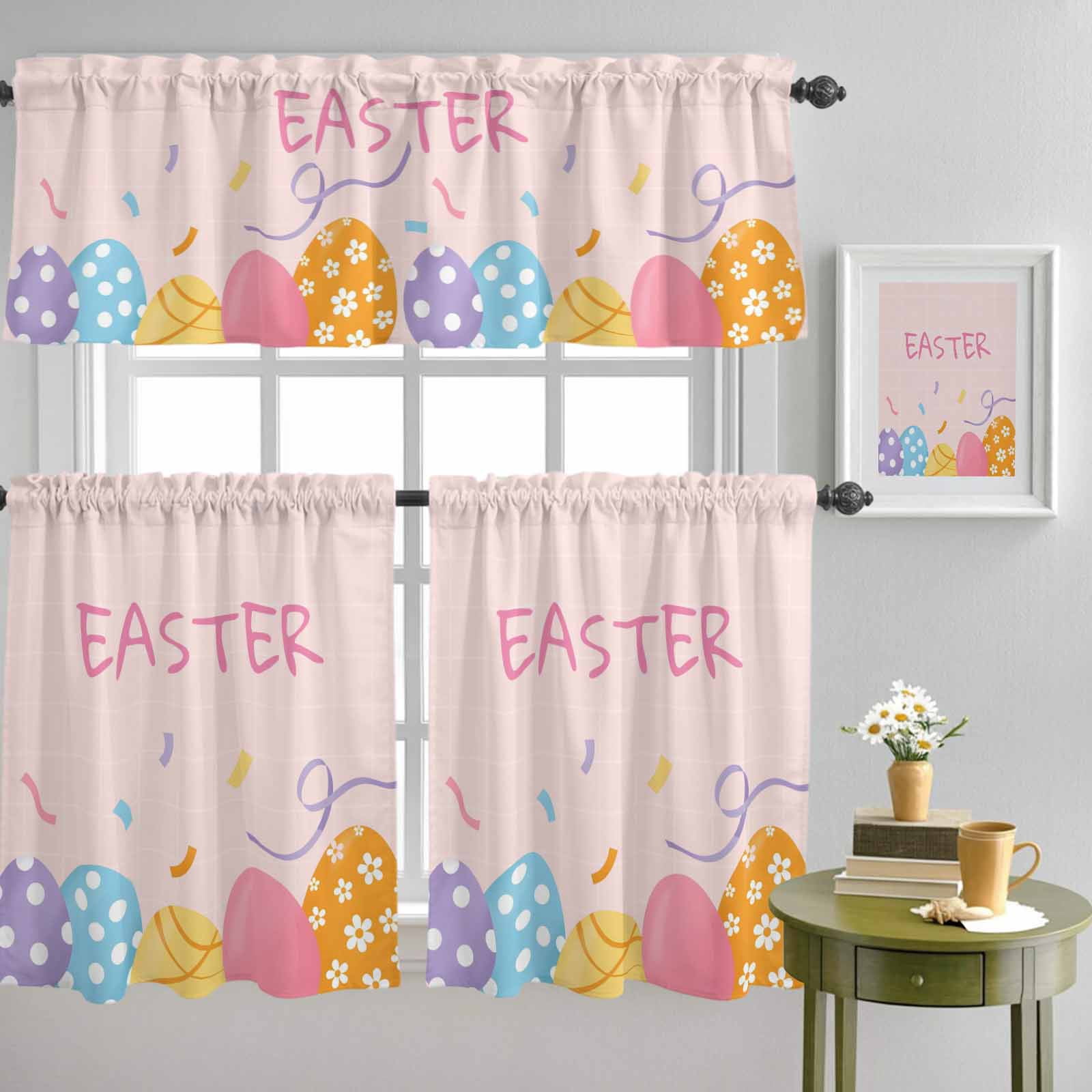 Photo inspiration: Easter Curtain Rental Reference: Easter Colored Ribbon With Polka Dot Eggs Curtain Tier And